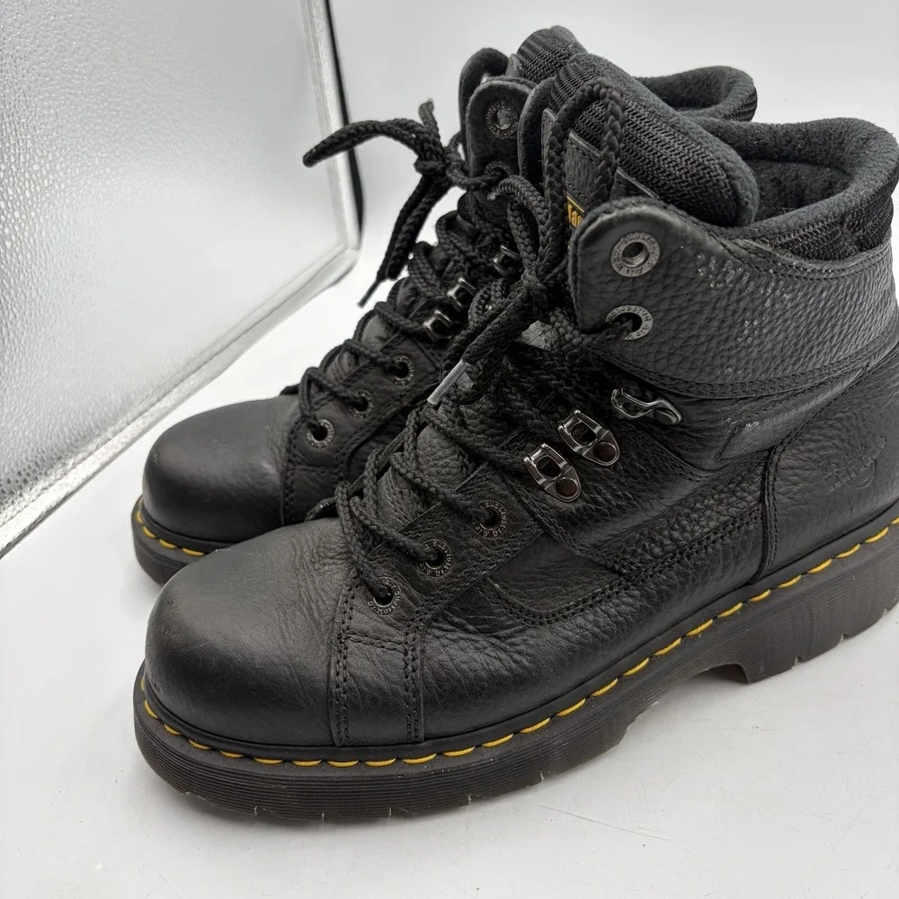 Dr. Martens Industrial Work Boots Men US 10 M Black Leather Soft Toe Ironbridge